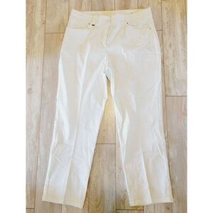JM Collection Women's 14 No‎ Gap Waistband Straight Legs Stretch White Pants